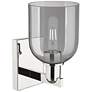 2_Arcadia Bella 11" High Polished Nickel Sconce With Light Smoke Shade more views