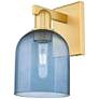 1_Arcadia Bella 11" High Satin Gold Sconce With Blue Shade