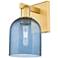 Arcadia Bella 11" High Satin Gold Sconce With Blue Shade