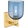 2_Arcadia Bella 11" High Satin Gold Sconce With Blue Shade more views