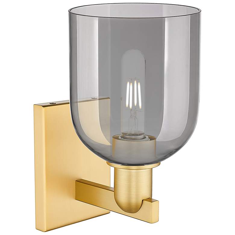 Image 2 Arcadia Bella 11" High Satin Gold Sconce With Light Smoke Shade more views