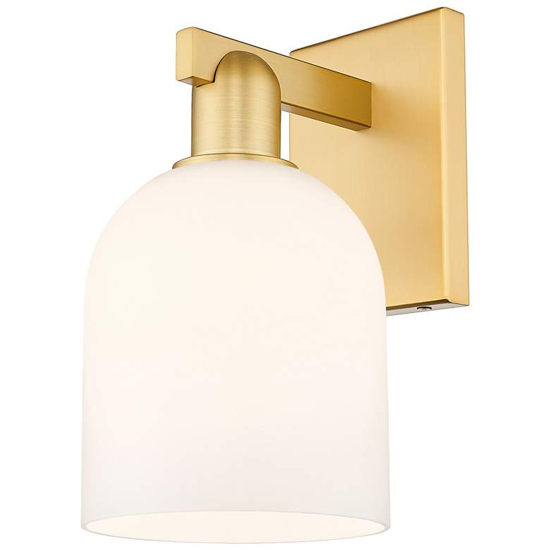 Image 1 Arcadia Bella 11" High Satin Gold Sconce With White Shade