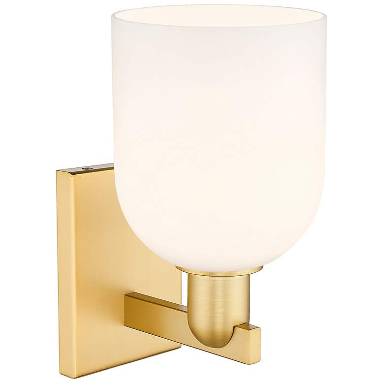 Image 2 Arcadia Bella 11" High Satin Gold Sconce With White Shade more views