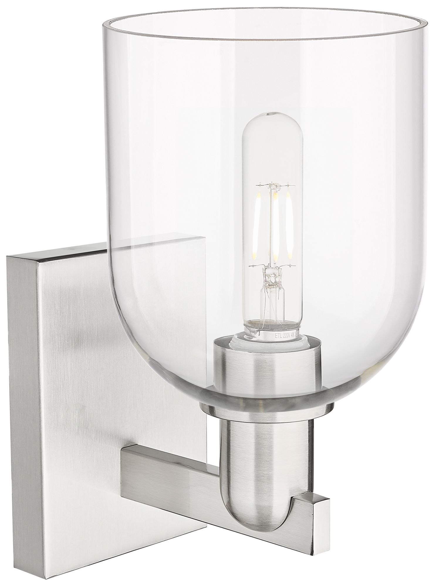 Image 2 Arcadia Bella 11" High Brushed Satin Nickel Sconce With Clear Shade more views