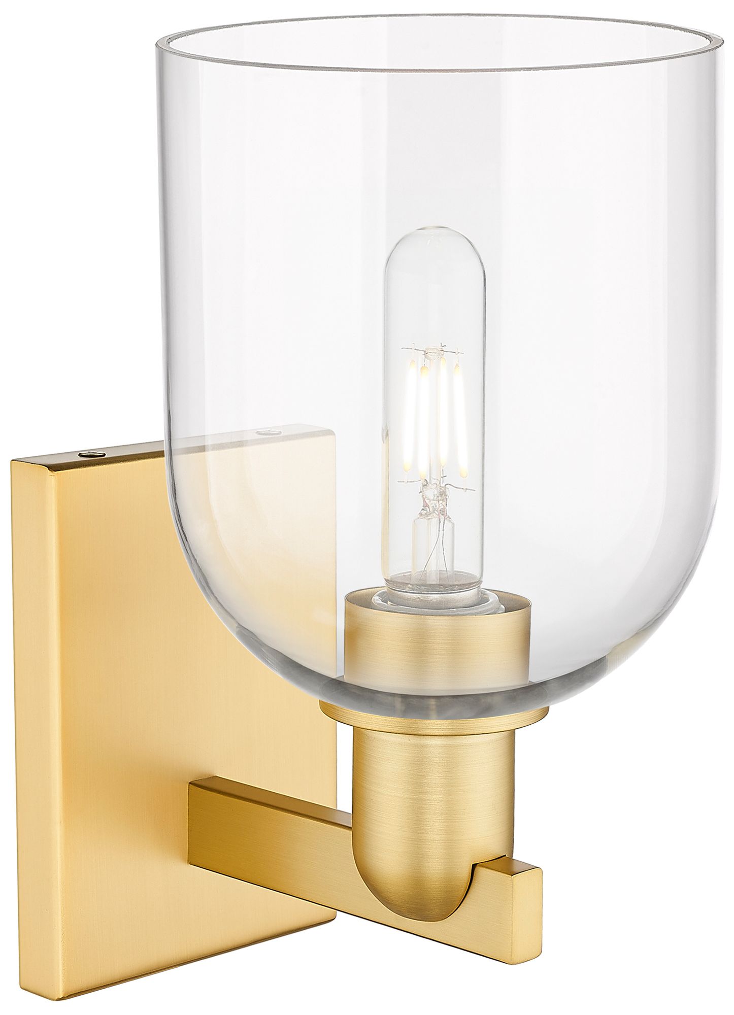 Image 2 Arcadia Bella 11" High Satin Gold Sconce With Clear Shade more views