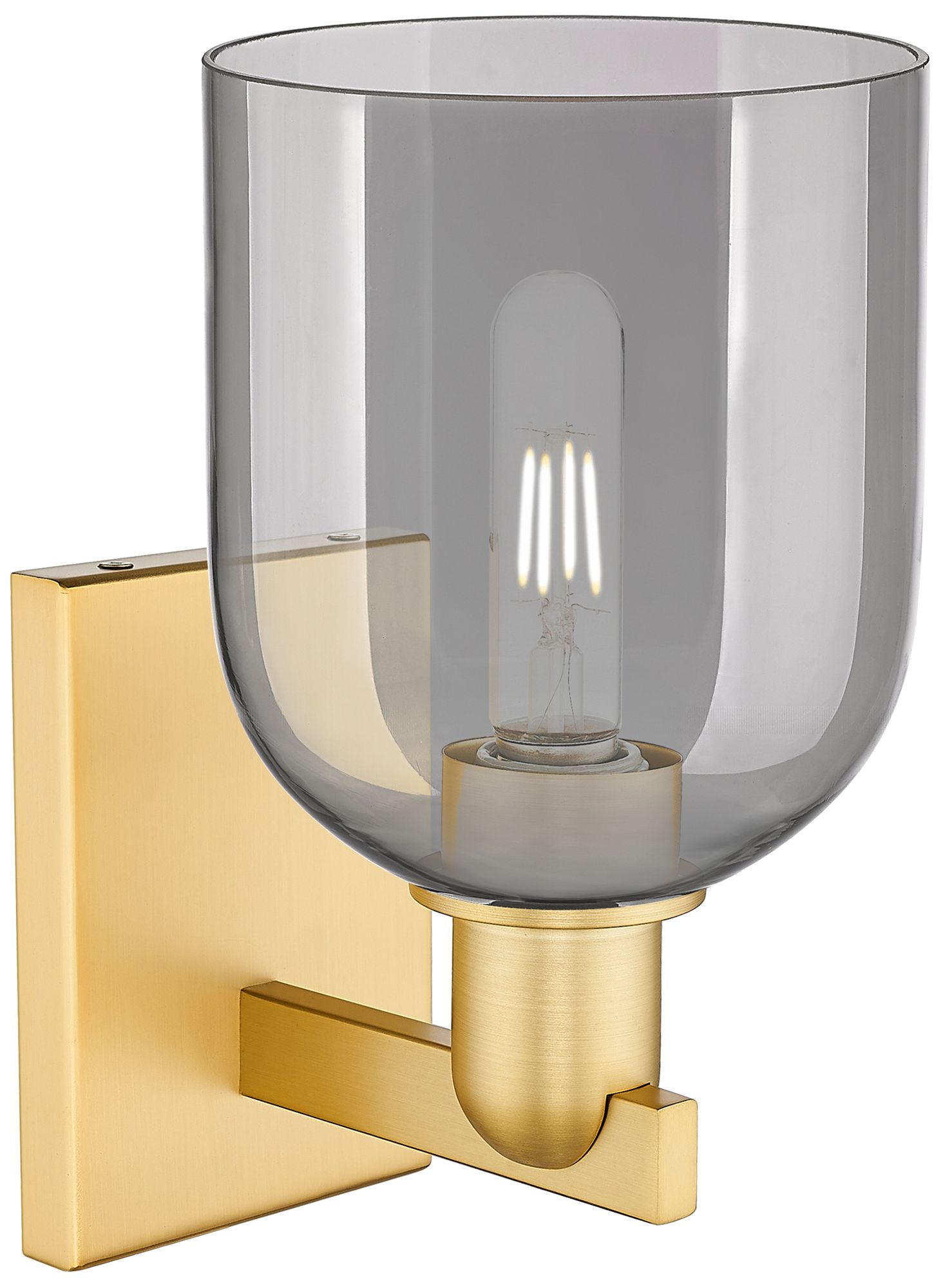 Image 2 Arcadia Bella 11" High Satin Gold Sconce With Light Smoke Shade more views