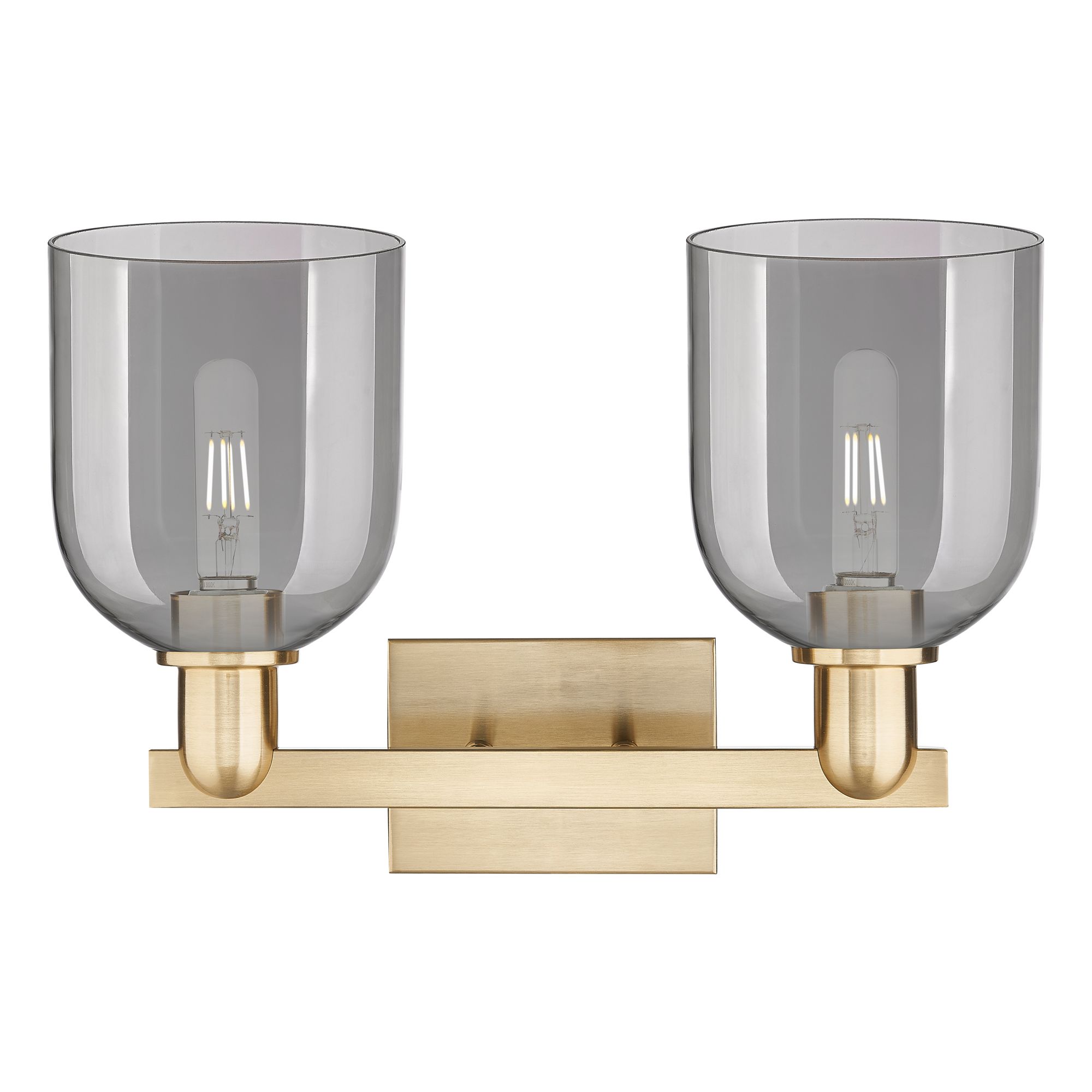 Image 2 Arcadia Bella 17"W 2 Light Bronze Vanity Light w/ Light Smoke Shade more views