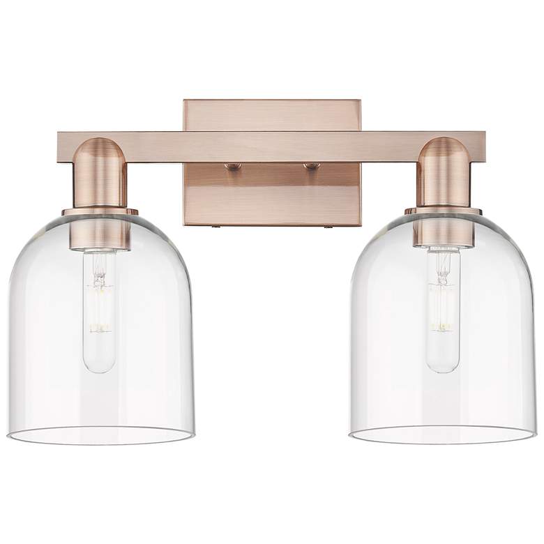 Image 1 Arcadia Bella 17"W 2 Light Antique Copper Bath Light With Clear Shade