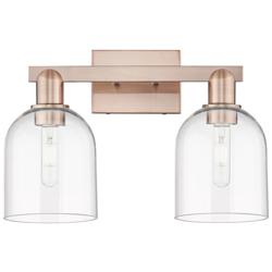 Arcadia Bella 17"W 2 Light Antique Copper Bath Light With Clear Shade