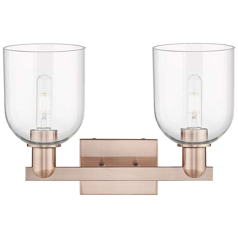 Image 2 Arcadia Bella 17"W 2 Light Antique Copper Bath Light With Clear Shade more views