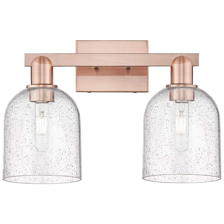 Image 1 Arcadia Bella 17"W 2 Light Antique Copper Bath Light With Seedy Shade