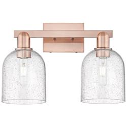 Arcadia Bella 17"W 2 Light Antique Copper Bath Light With Seedy Shade