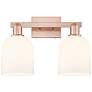 1_Arcadia Bella 17"W 2 Light Antique Copper Bath Light With White Shade
