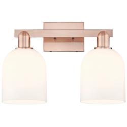 Arcadia Bella 17"W 2 Light Antique Copper Bath Light With White Shade