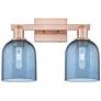 1_Arcadia Bella 17"W 2 Light Antique Copper Vanity Light With Blue Shade