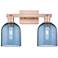 Arcadia Bella 17"W 2 Light Antique Copper Vanity Light With Blue Shade