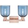 2_Arcadia Bella 17"W 2 Light Antique Copper Vanity Light With Blue Shade more views