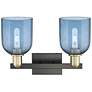 2_Arcadia Bella 17"W 2 Light Black And Brass Bath Light With Blue Shade more views