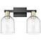 Arcadia Bella 17"W 2 Light Black And Brass Vanity Light w/ Clear Shade