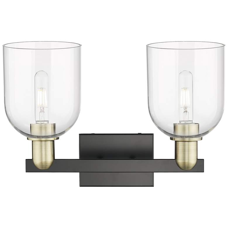 Image 2 Arcadia Bella 17"W 2 Light Black And Brass Vanity Light w/ Clear Shade more views