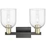 2_Arcadia Bella 17"W 2 Light Black And Brass Vanity Light w/ Clear Shade more views