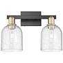 1_Arcadia Bella 17"W 2 Light Black And Brass Vanity Light w/ Seedy Shade