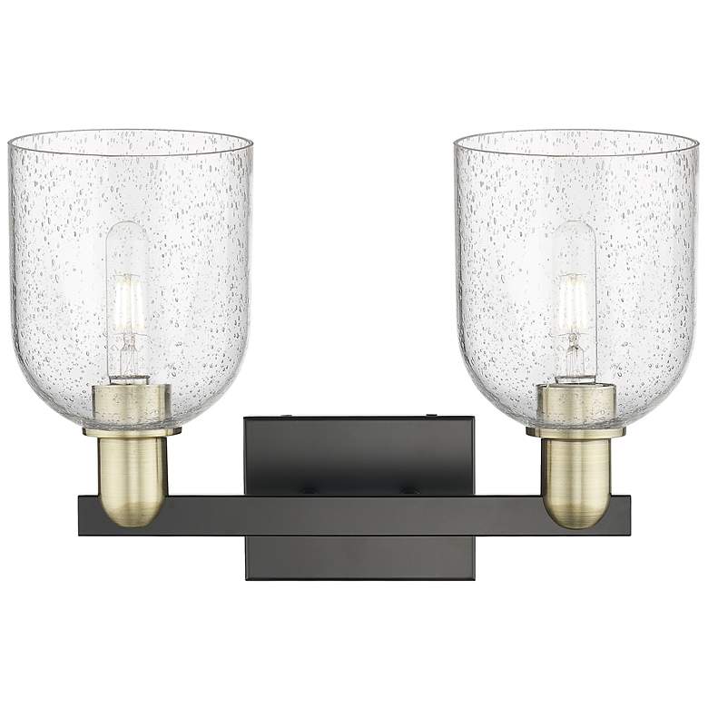 Image 2 Arcadia Bella 17"W 2 Light Black And Brass Vanity Light w/ Seedy Shade more views