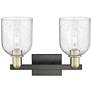 2_Arcadia Bella 17"W 2 Light Black And Brass Vanity Light w/ Seedy Shade more views
