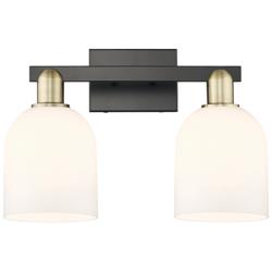 Arcadia Bella 17"W 2 Light Black And Brass Vanity Light w/ White Shade