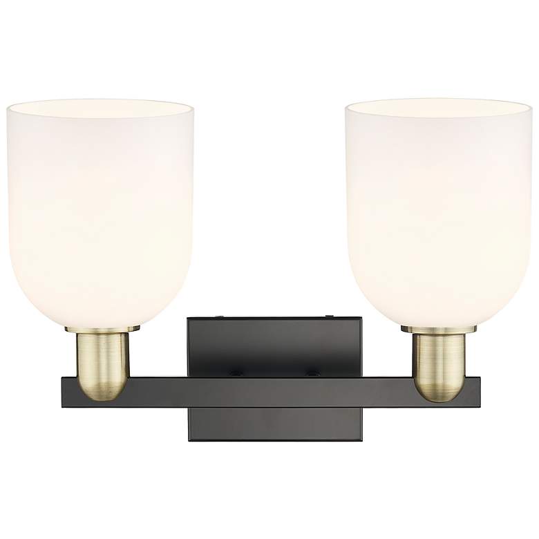 Image 2 Arcadia Bella 17"W 2 Light Black And Brass Vanity Light w/ White Shade more views
