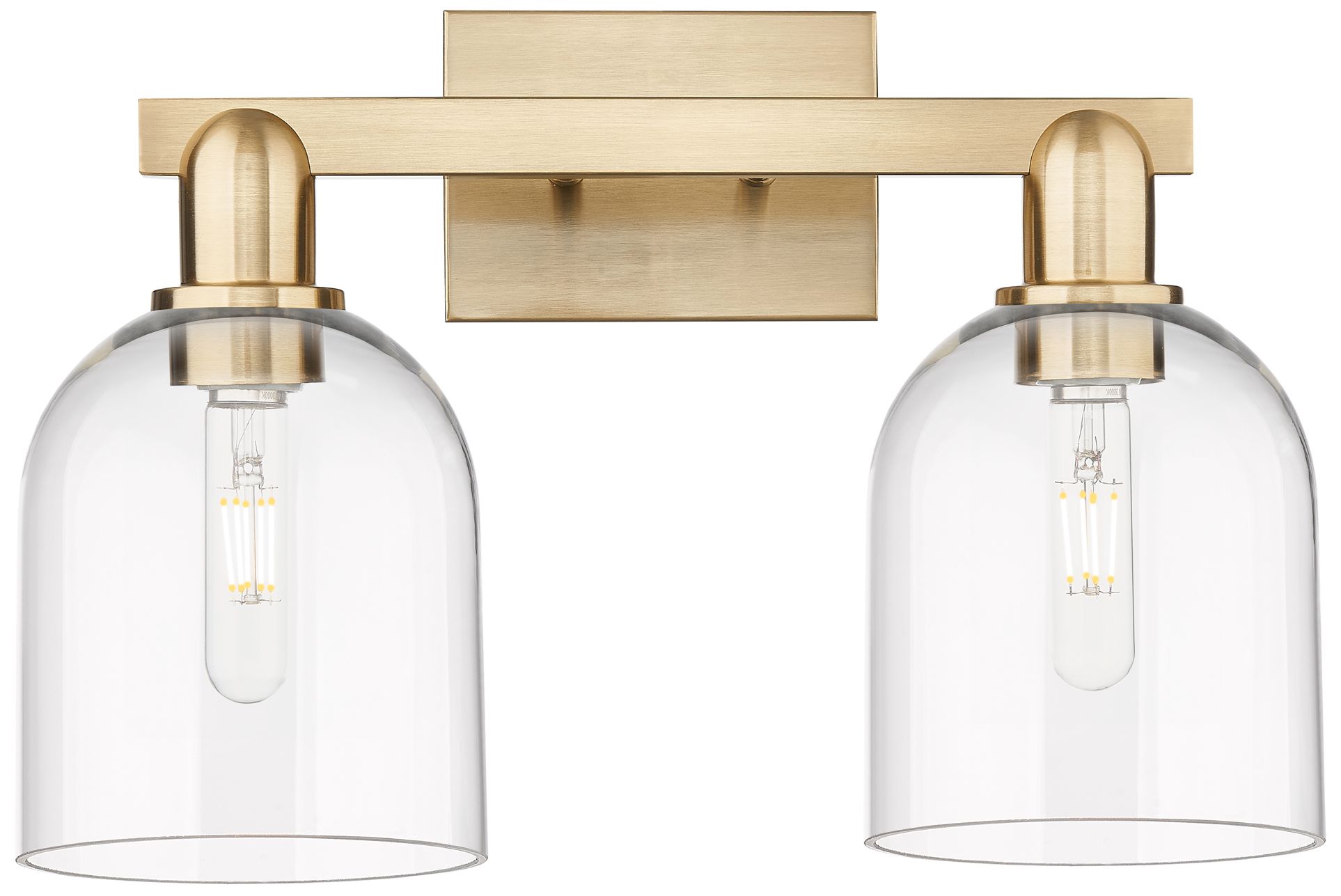 Arcadia Bella 17"W 2 Light Bronze Vanity Light w/ Clear Shade