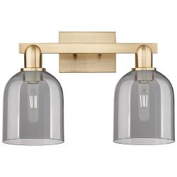 Arcadia Bella 17"W 2 Light Bronze Vanity Light w/ Light Smoke Shade