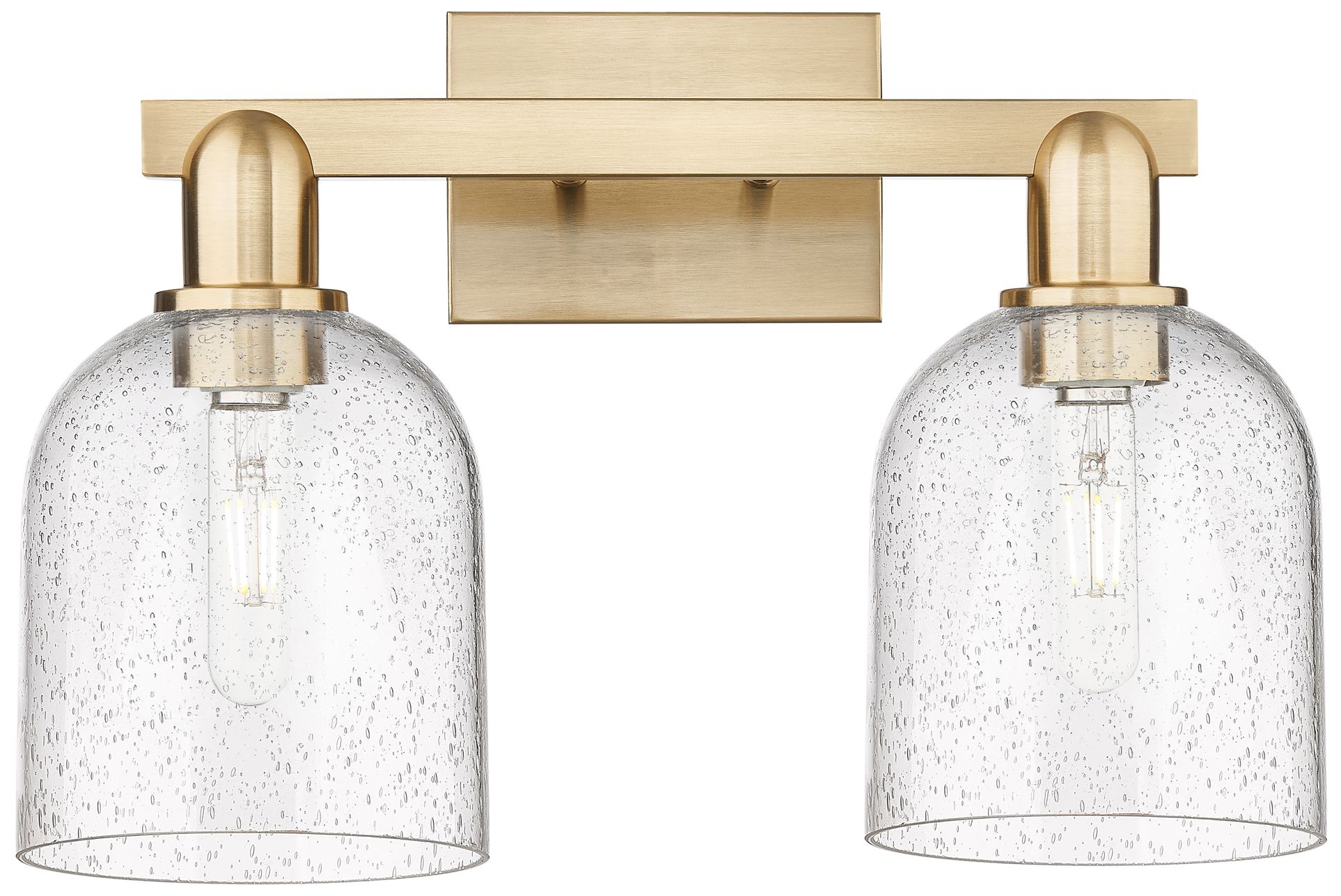 Arcadia Bella 17"W 2 Light Bronze Vanity Light w/ Seedy Shade