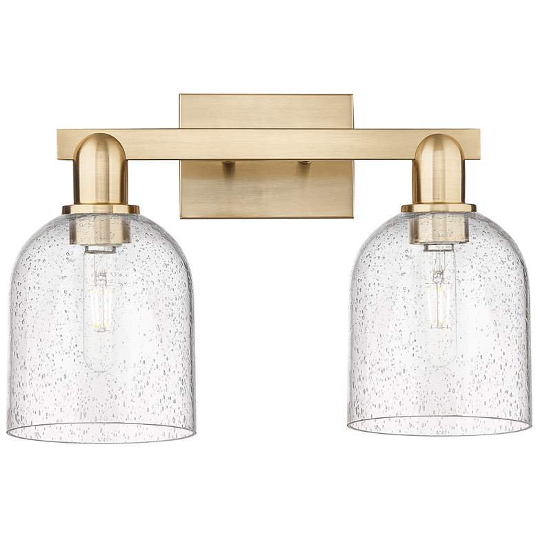 Image 1 Arcadia Bella 17"W 2 Light Bronze Vanity Light w/ Seedy Shade