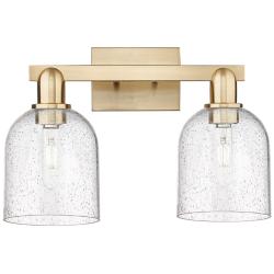 Arcadia Bella 17"W 2 Light Bronze Vanity Light w/ Seedy Shade