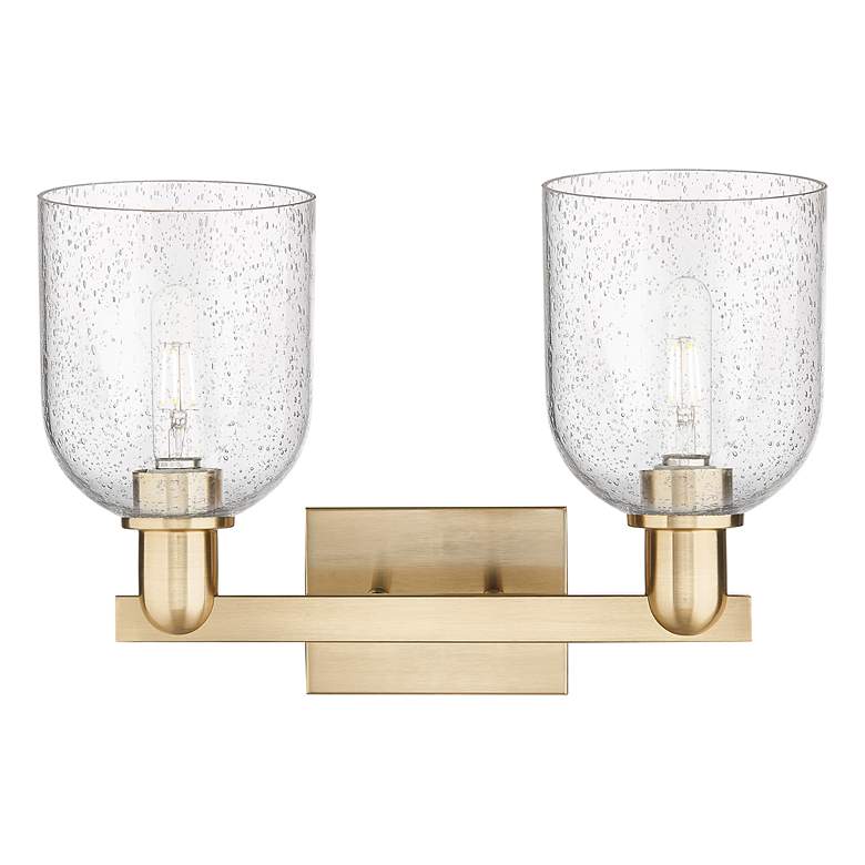 Image 2 Arcadia Bella 17"W 2 Light Bronze Vanity Light w/ Seedy Shade more views
