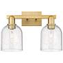 Arcadia Bella 17"W 2 Light Brushed Brass Vanity Light With Seedy Shade