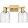 Arcadia Bella 17"W 2 Light Brushed Brass Vanity Light With Seedy Shade