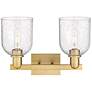 Arcadia Bella 17"W 2 Light Brushed Brass Vanity Light With Seedy Shade