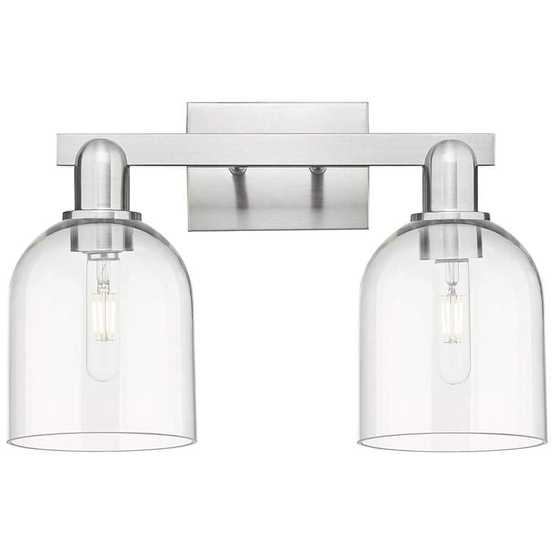 Image 1 Arcadia Bella 17"W 2 Light Brushed Nickel Bath Light With Clear Shade