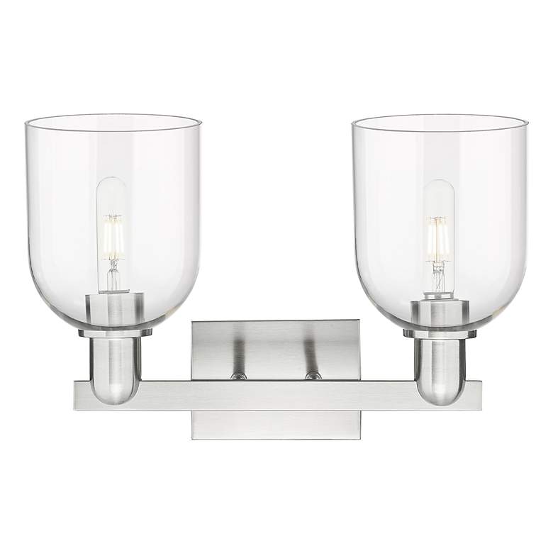 Image 2 Arcadia Bella 17"W 2 Light Brushed Nickel Bath Light With Clear Shade more views