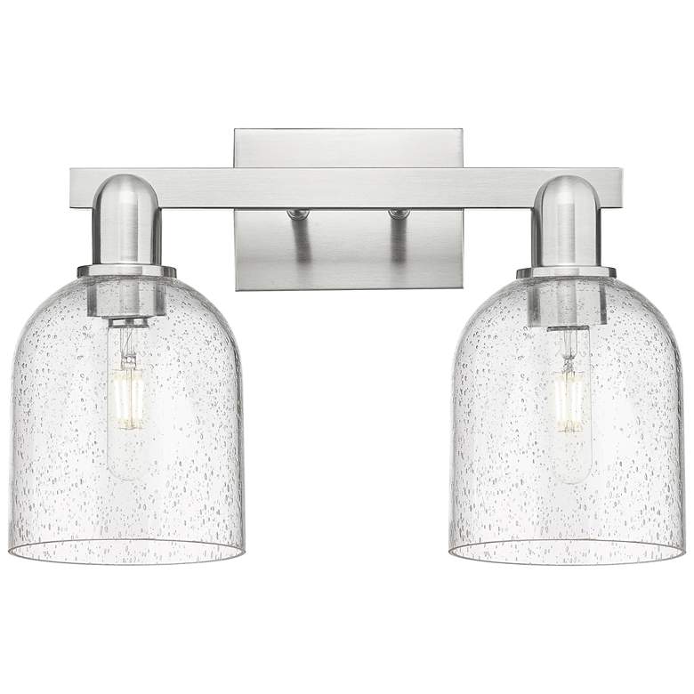 Image 1 Arcadia Bella 17"W 2 Light Brushed Nickel Bath Light With Seedy Shade