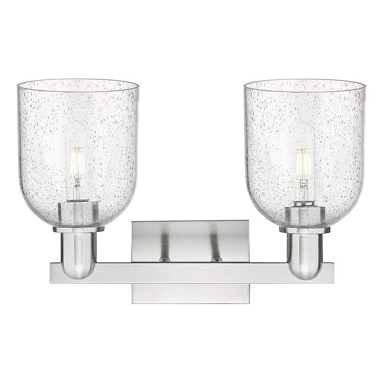 Image 2 Arcadia Bella 17"W 2 Light Brushed Nickel Bath Light With Seedy Shade more views
