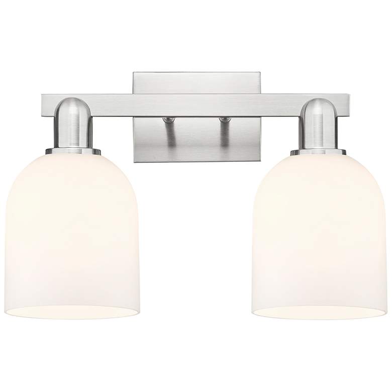 Image 1 Arcadia Bella 17"W 2 Light Brushed Nickel Bath Light With White Shade
