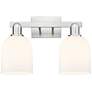 Arcadia Bella 17"W 2 Light Brushed Nickel Bath Light With White Shade