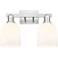 Arcadia Bella 17"W 2 Light Brushed Nickel Bath Light With White Shade