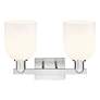 Arcadia Bella 17"W 2 Light Brushed Nickel Bath Light With White Shade