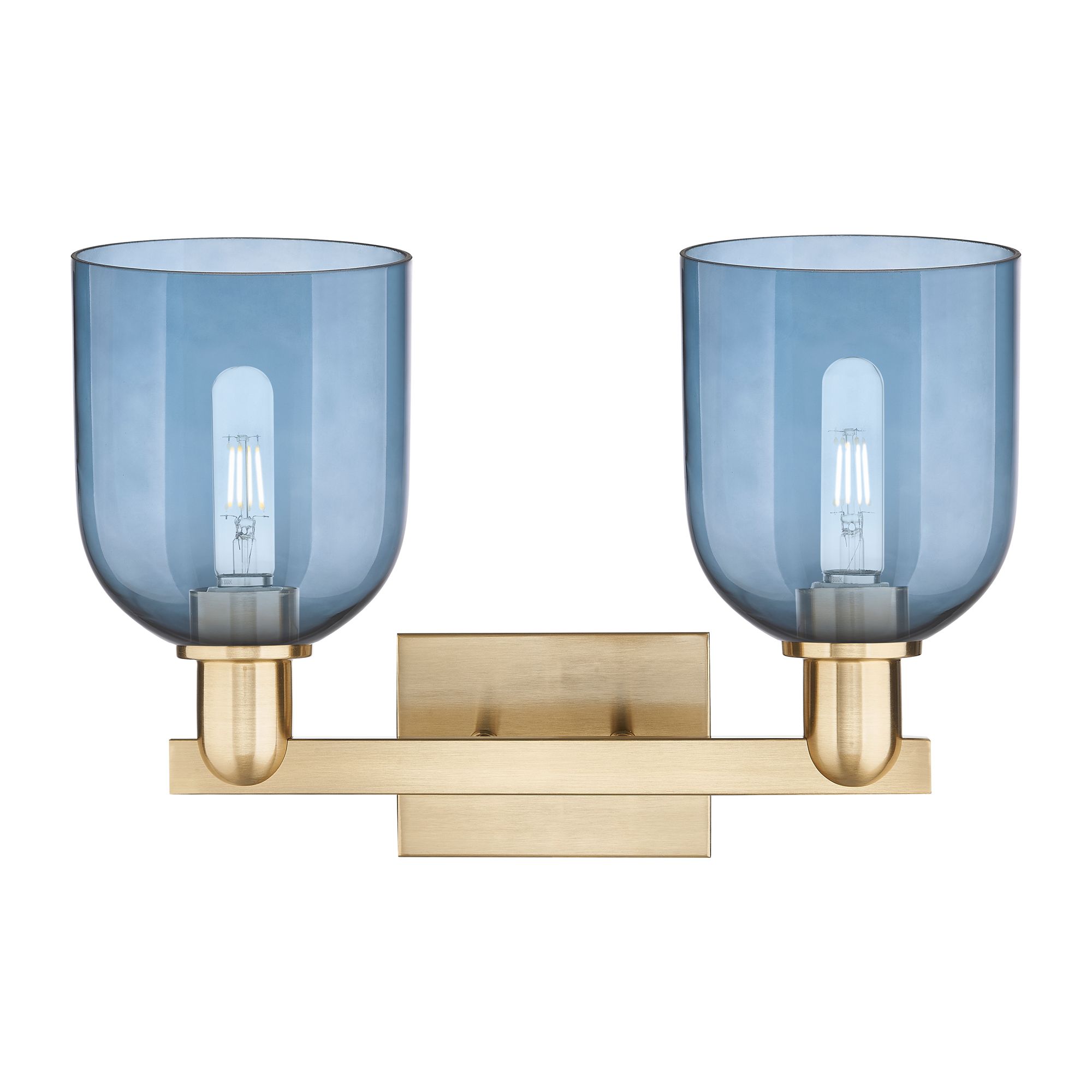 Image 2 Arcadia Bella 17"W 2 Light Champagne Bronze Vanity Light w/ Blue Shade more views