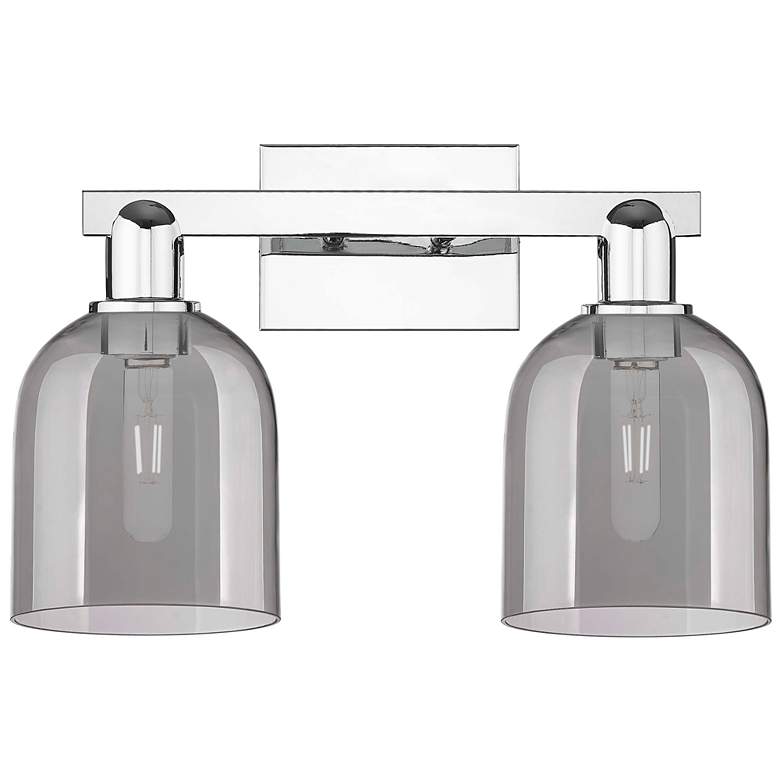 Image 1 Arcadia Bella 17"W 2 Light Chrome Vanity Light w/ Light Smoke Shade