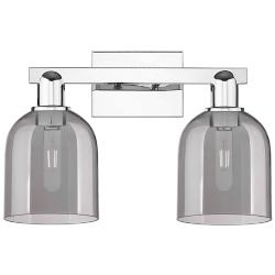 Arcadia Bella 17"W 2 Light Chrome Vanity Light w/ Light Smoke Shade